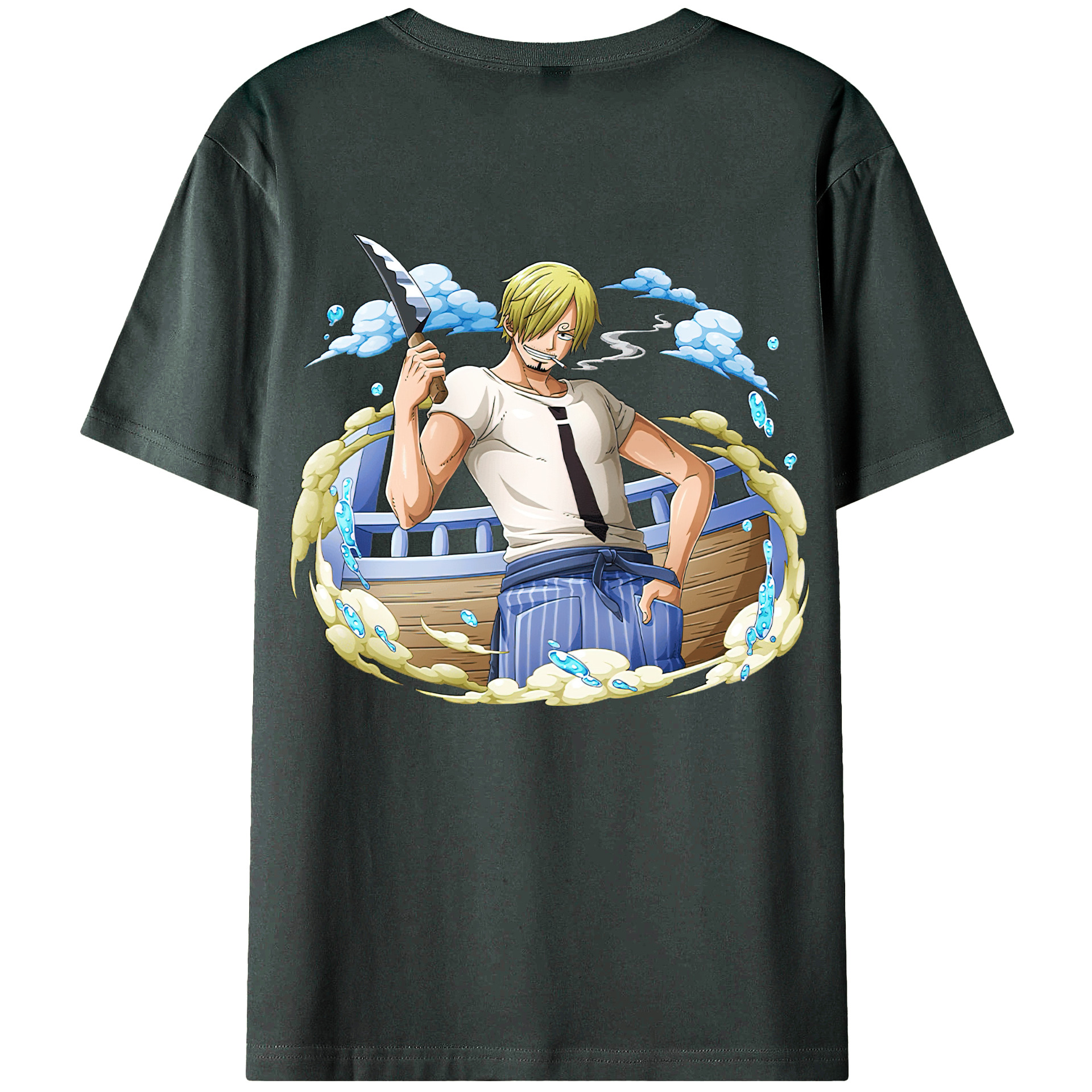 （画像用） ワンピース サンジ ONE PIECE Sanji 綿100％ メンズ半袖Tシャツ（バックプリント） 通気性